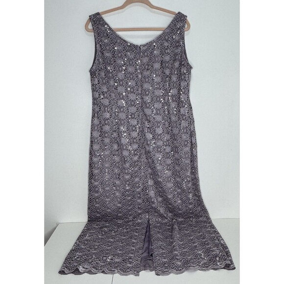 R&M Richards Mother Bride Sequin Lace 2-Piece Dress Jacket Set Purple Sz 16 Plus - Picture 10 of 12